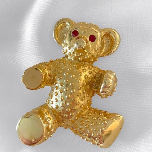 Gold Teddy Bear Brooch Large - Picture 2 of 5